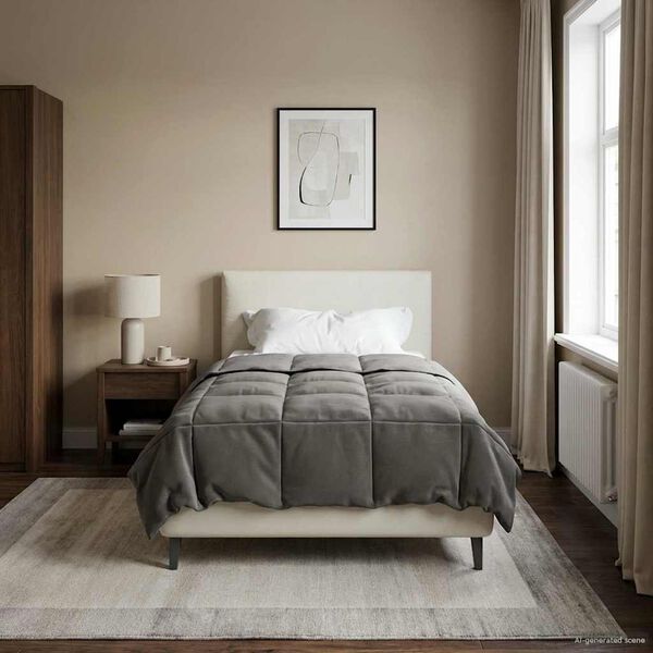 vidaXL Letni Kołdra Kwiłtowany Jasnoszary 155 x 220 cm Mikrofibra