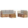vidaXL Zestawy sof 6 pcs Naturalny i Jasny Szary Lite Drewno Akacji