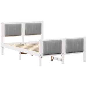 vidaXL Rama ł&oacute;żka Biały i jasnoszary 120 x 200 cm Lite drewno sosnowe