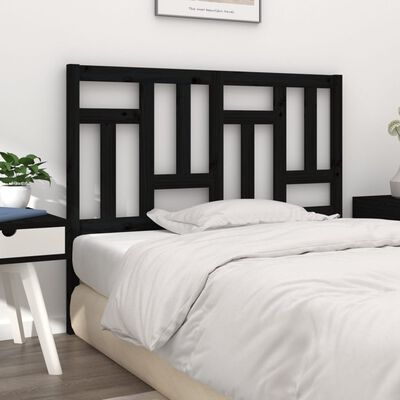 vidaXL Wezgłowie łóżka, czarne, 205,5x4x100 cm, lite drewno sosnowe