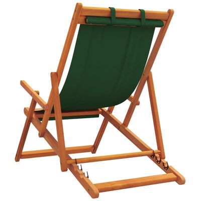 vidaXL Składane krzesła plażowe, 2 szt., zielone, obite tkaniną