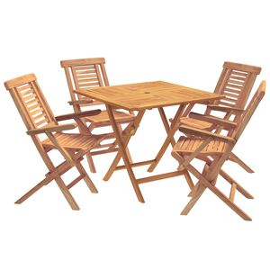 vidaXL 5-częściowy składany ogrodowy zestaw bistro naturalny
