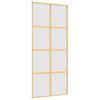 vidaXL Drzwi przesuwne, złote, 90x205 cm, mrożone szkło ESG, aluminium