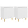 vidaXL 2 szafki nocne z drewnianymi n&oacute;żkami, białe, 40x30x50 cm