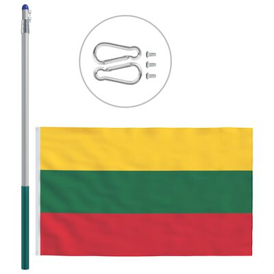 vidaXL Flaga Litwy z aluminiowym masztem, 6 m