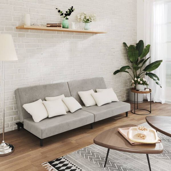 vidaXL 2-osobowa kanapa, jasnoszara, tapicerowana aksamitem