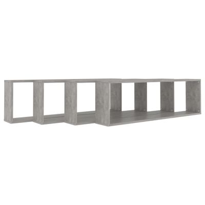vidaXL Półki ścienne kostki, 4 szt., szarość betonu, 100x15x30 cm