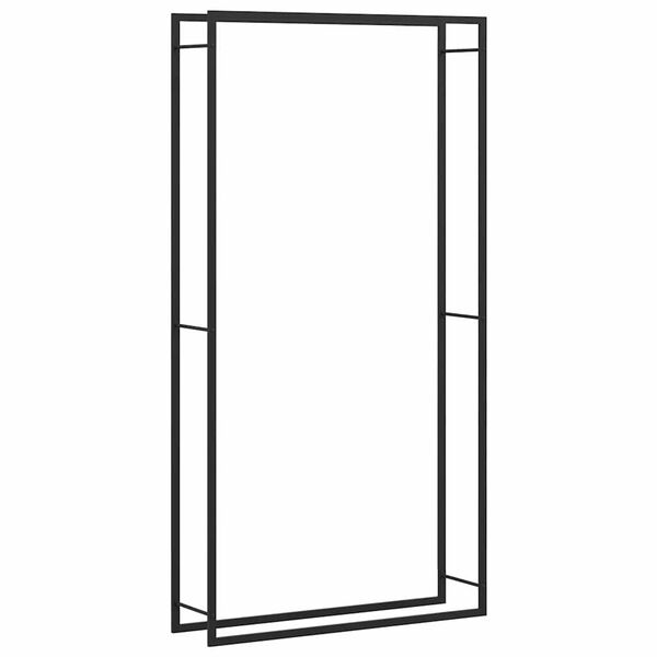 vidaXL Stojak na drewno, matowy czarny, 110x28x214 cm, stalowy