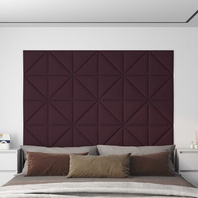 vidaXL Panele ścienne, 12 szt., fioletowe, 30x30 cm, tkanina, 0,54 m²
