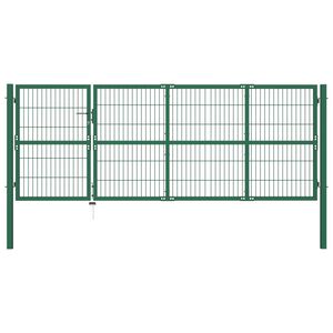 vidaXL Brama ogrodowa ze słupkami 350x120 cm, stal, zielona