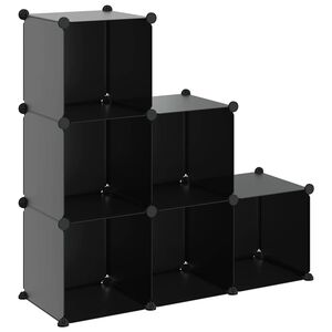 vidaXL Regał kostkowy z 6 przegrodami, czarny, PP