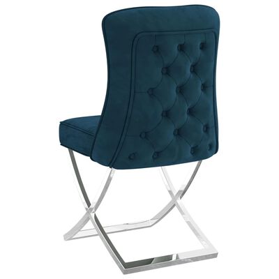 vidaXL Krzesło stołowe, niebieskie, 53x52x98 cm, aksamit i stal