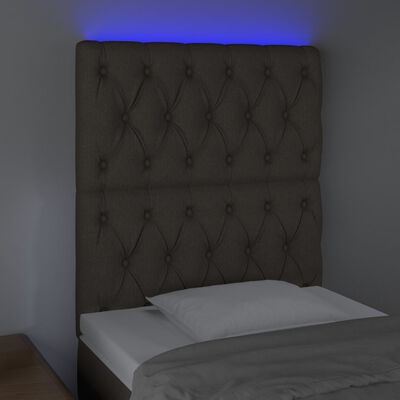 vidaXL Zagłówek do łóżka z LED, taupe, 80x7x118/128 cm, tkanina