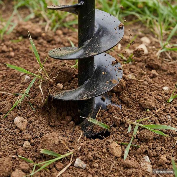 Świder glebowy z uchwytem, 200 mm, z rurą przedłużającą, 13 m, stal