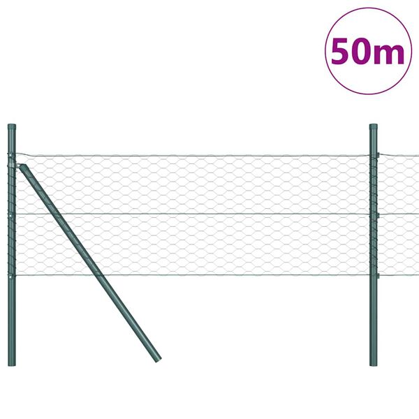 vidaXL Słupek ogrodzeniowy. Szary 50 x 0,4 m (siatka 36 mm) Stal i PVC