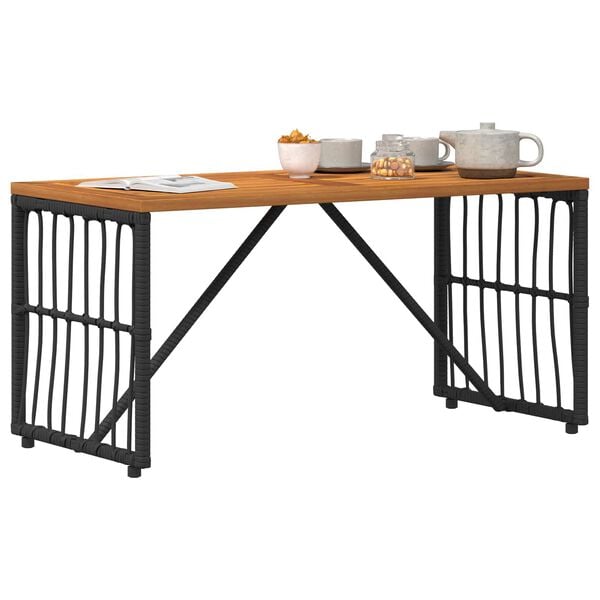 vidaXL St&oacute;ł na Zewnątrz Czarny 80 x 40 x 40 cm Stal i poli rattan
