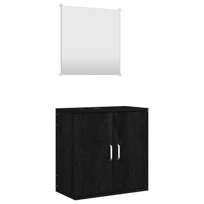 vidaXL 2-cz zestaw mebli łazienkowych, czarny, materiał drewnopochodny