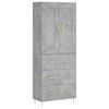 vidaXL Witrynka, szarość betonu 69,5x34x180 cm materiał drewnopochodny