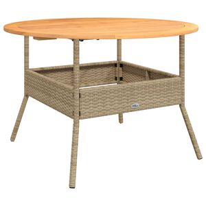 vidaXL St&oacute;ł ogrodowy z akacjowym blatem, beż, &Oslash;110x71 cm, rattan PE