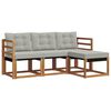 vidaXL Zestaw sof na zewnątrz z poduszką 4 pcs Naturalny i Jasny Szary