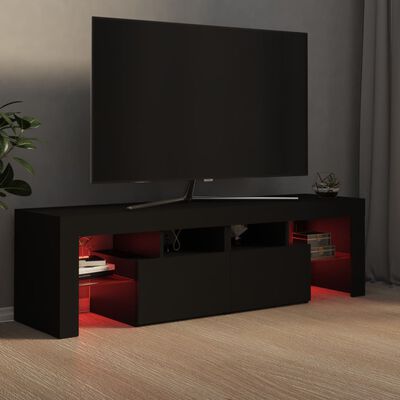 vidaXL Szafka pod TV z oświetleniem LED, czarna, 140x36,5x40 cm