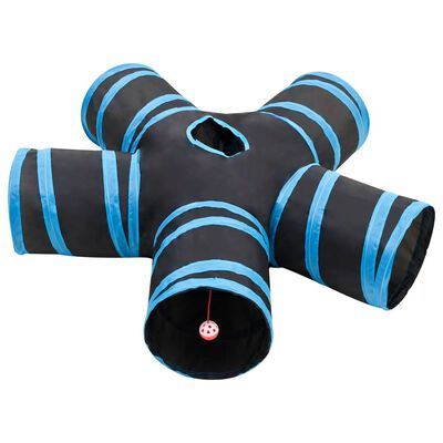 vidaXL Tunel dla kotów, pięcioramienny, czarno-niebieski, 25 cm