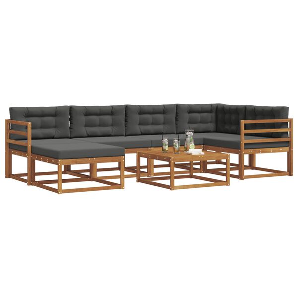 vidaXL Zestaw sof na zewnątrz z poduszką 7 pcs Naturalny i Antracytowy