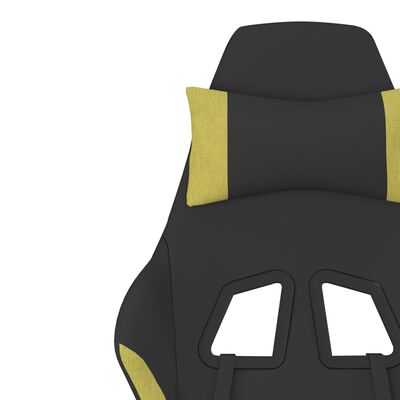 vidaXL Fotel gamingowy, czarno-jasnozielony, tkanina