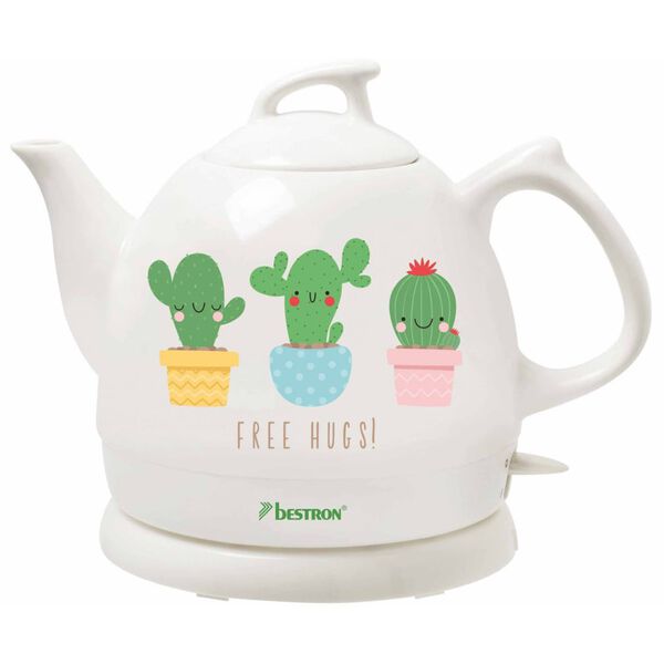 Bestron Ceramiczny czajnik elektryczny, DTP800CA, biały 0,8 L, kaktusy