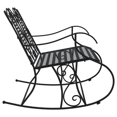 vidaXL 2-osobowa ławka ogrodowa na biegunach, 113 cm, czarna, stalowa