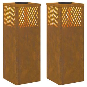vidaXL Słoneczna LED lampa na ścieżkę 2 pcs Stal Corten Stal Corten