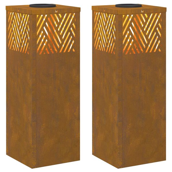 vidaXL Słoneczna LED lampa na ścieżkę 2 pcs Stal Corten Stal Corten