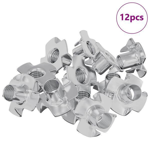 vidaXL Nakrętka T-z z ząbkami 12 pcs Srebrny M6 mm Stal