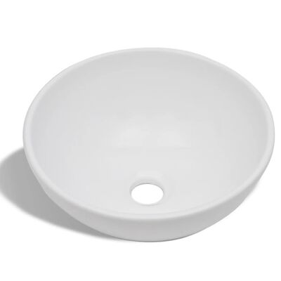 vidaXL Umywalka z baterią mieszającą, ceramiczna, okrągła, biała