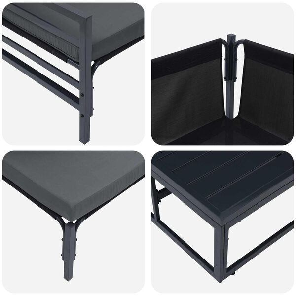 vidaXL Zestaw Sof na Ogród z poduszką 7 pcs Czarny Stal