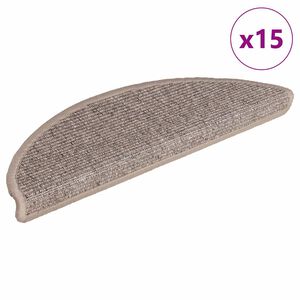vidaXL Maty na schody 15 szt. 56x17x3 cm Ciemnobeżowe p&oacute;łokrągłe
