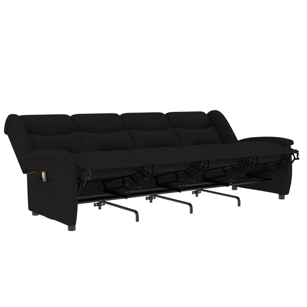 vidaXL Rozkładany fotel masujący, 4-os., czarny, obity tkaniną