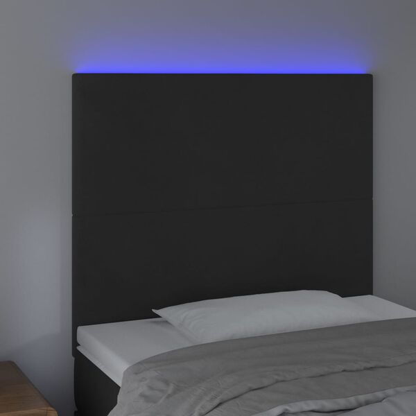 vidaXL Zagł&oacute;wek do ł&oacute;żka z LED, czarny, 90x5x118/128 cm, aksamit
