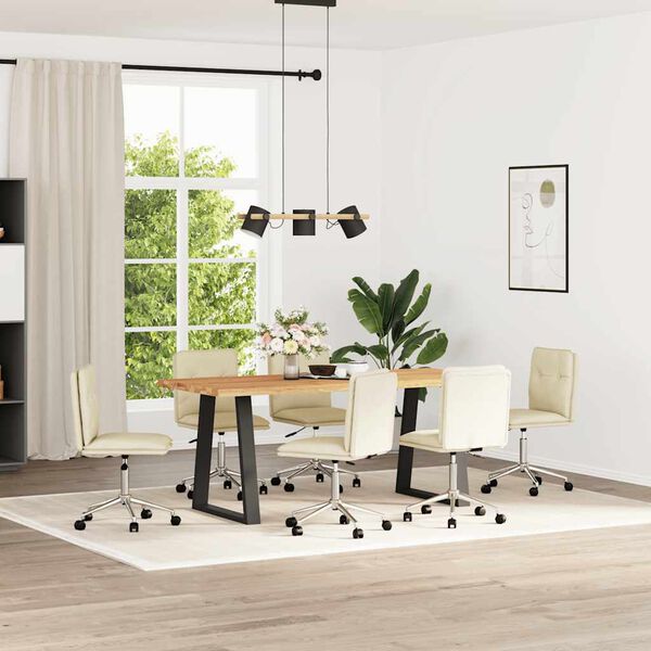 vidaXL Krzesła stołowe, 6 szt., kremowe, sztuczna sk&oacute;ra