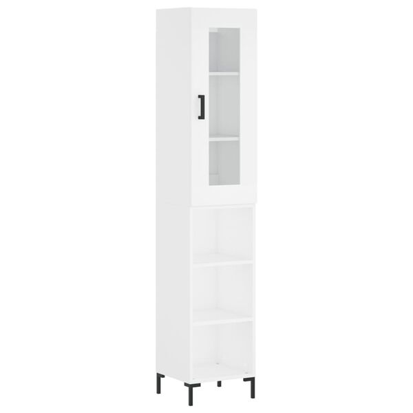 vidaXL Wysoka szafka, biała, 34,5x34x180 cm, materiał drewnopochodny