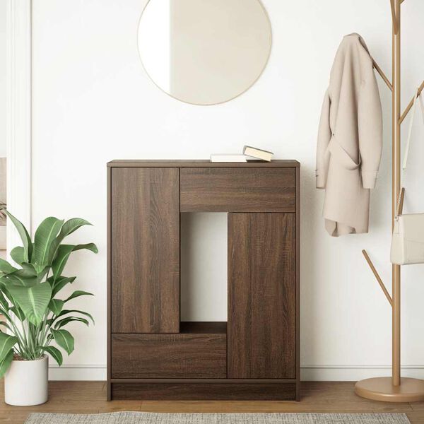 vidaXL Komoda z szufladami i drzwiami, brązowy dąb, 73x31x90 cm