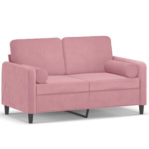 vidaXL 2-osobowa sofa z poduszkami, r&oacute;żowa, 120 cm, aksamit