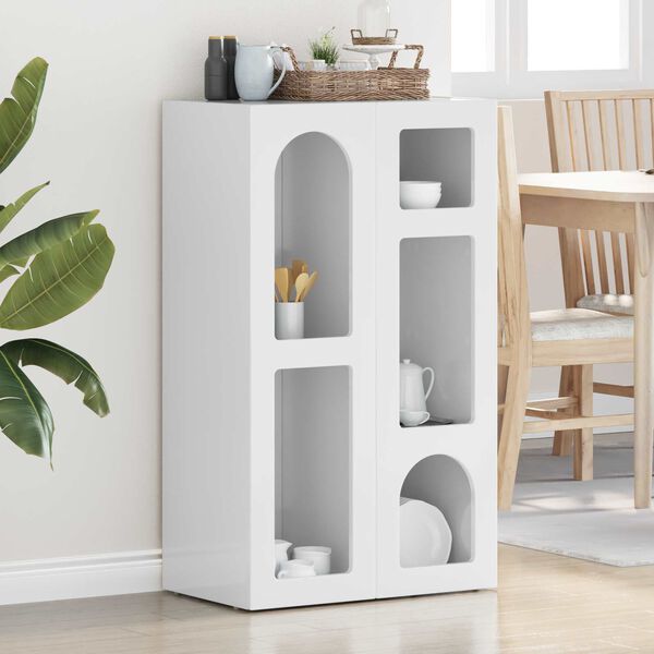 vidaXL Bufet Wysoki połysk biały 59 x 35 x 100,5 cm