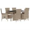 vidaXL 7-cz. zestaw mebli ogrodowych z poduszkami, beżowy, polirattan