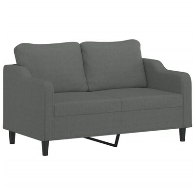 vidaXL 2-osobowa sofa z poduszkami, ciemnoszara, 140 cm, tkanina