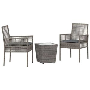 vidaXL Zestaw Bistro Ogrodowego 3 pcs Szary Polirattan