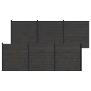 vidaXL Zestaw ogrodzeniowy 6 pcs 1045 x 186 cm WPC i aluminium Czarny