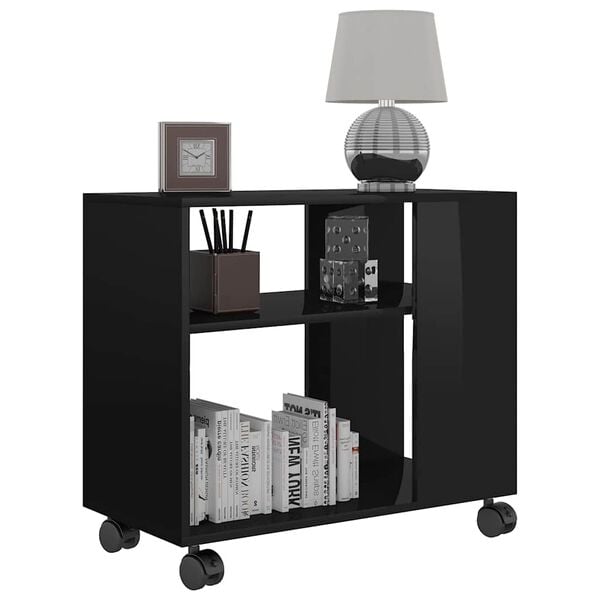 vidaXL Stolik boczny, czarny z połyskiem, 70x35x55 cm