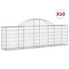 vidaXL Kosze gabionowe, 10 szt, 200x30x60/80 cm, galwanizowane żelazo