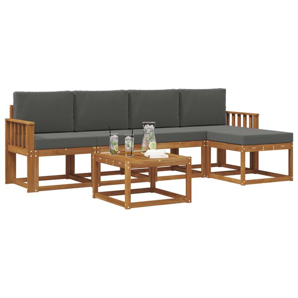 vidaXL Zestaw sof na zewnątrz z poduszką 6 pcs Naturalny i Antracytowy